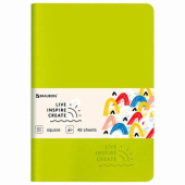 Тетрадь BRAUBERG RAINBOW A5 147x210 мм 48 листов сшивка клетка кожзам SoftTouch салатовый 403878 от магазина РЭССИ