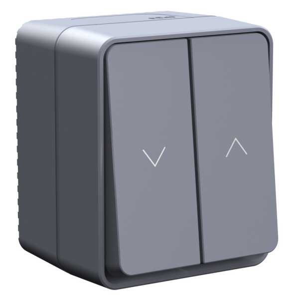 ATLASDESIGN PROFI IP54 2-клавишный ВЫКЛЮЧАТЕЛЬ ДЛЯ ЖАЛЮЗИ, 2хсх.4, АНТРАЦИТ от магазина РЭССИ