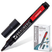 Маркер BRAUBERG перманентный нестираемый Contract ЧЕРНЫЙ кругл. наконечн. 3 мм без клипа 12 шт 150465 от магазина РЭССИ