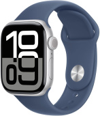 Смарт-часы Apple Watch Series 10 A2997 42мм OLED корп.серебристый Sport Band рем.синий разм.брасл.:150-200мм (MWWC3LW/A) от магазина РЭССИ