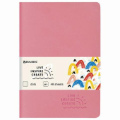 Тетрадь BRAUBERG RAINBOW A5 147x210 мм 48 листов сшивка в точку кожзам SoftTouch розовый 403882 от магазина РЭССИ