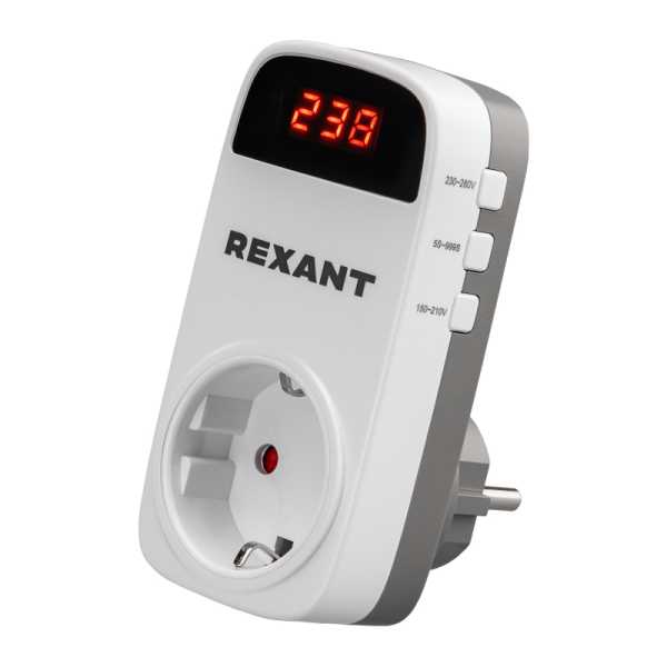 Реле напряжения вилка-розетка c дисплеем 16А REXANT от магазина РЭССИ