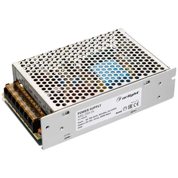 Блок питания ARS-250-24 (24V, 10.4A, 250W) (ARL, IP20 Сетка, 2 года) от магазина РЭССИ