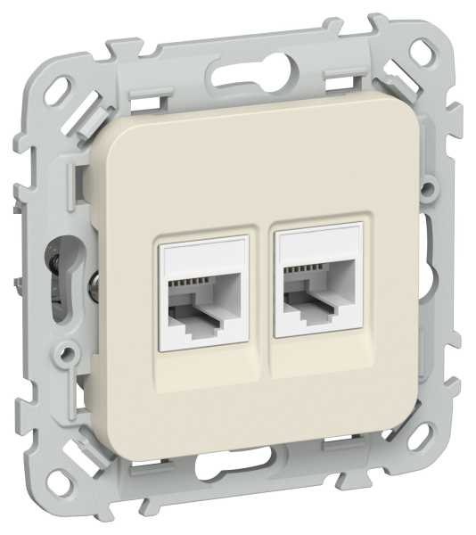 FLITE Розетка 2-местная компьютерная RJ45 категория 5Е UTP РК5е-2-0-ФлСл сливочный IEK от магазина РЭССИ