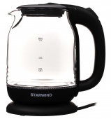 Чайник электрический Starwind SKG1311 1.7л. 2200Вт черный/серебристый (корпус: стекло) от магазина РЭССИ