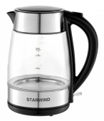 Чайник электрический Starwind SKG3026 1.7л. 2200Вт черный/серебристый (корпус: стекло) от магазина РЭССИ
