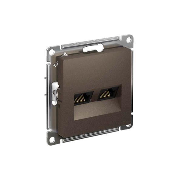 Розетка ATLASDESIGN двойная компьютерная RJ45+RJ45 категория 5E механизм мокко от магазина РЭССИ
