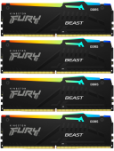 Память DDR5 4x32GB 5600MHz Kingston KF556C40BBAK4-128 Fury Beast Black RGB RTL Gaming PC5-44800 CL40 DIMM 288-pin 1.25В dual rank с радиатором Ret от магазина РЭССИ