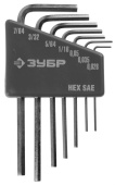Набор ключей имбусовых Зубр "Эксперт" Мини для точных работ Cr-V HEX SAE 0028" 0035" 005" 1/16" 5/64" 3/32" 7/64" 7 шт. 27475-H7 от магазина РЭССИ