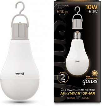 Лампа светодиодная Gauss A60 10Вт цок.:E27 груша 220B 3000K св.свеч.бел.теп. (упак.:1шт) (102402100) от магазина РЭССИ