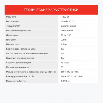 Электрическая цепная пила Starwind SE-1814 1800Вт дл.шины:14" (35cm) от магазина РЭССИ
