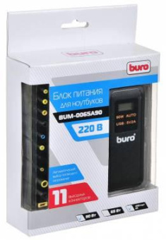 Блок питания Buro BUM-0065A90 автоматический 90W 15V-20V 11-connectors 5A 1xUSB 2.1A от бытовой электросети LСD индикатор от магазина РЭССИ
