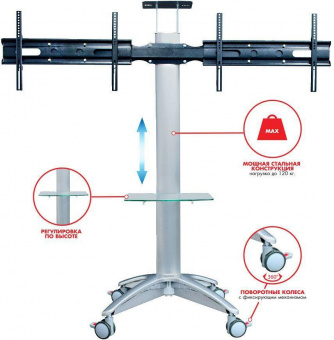 Подставка для телевизора Arm Media PT-STAND-15 серебристый 26"-55" макс.120кг напольный наклон от магазина РЭССИ