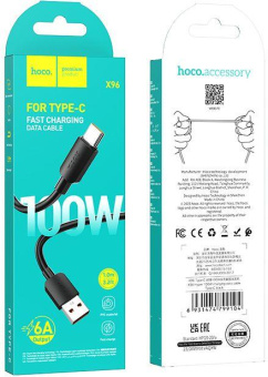 Кабель Hoco X96 Hyper X96 HYPER 100W TYPE-C USB (m)-USB Type-C (m) 1м черный коробка от магазина РЭССИ