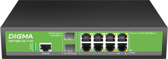 Коммутатор Digma DSP708G-2S-T135 (L2+) 8x1Гбит/с 2SFP 8PoE 8PoE+ 135W управляемый от магазина РЭССИ