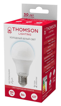 Лампа светодиодная Thomson TH-B2300 5Вт цок.:E27 груша 220B 6500K св.свеч.бел.хол. A (упак.:1шт) от магазина РЭССИ