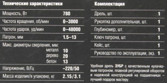 Дрель ударная Зубр ЗДУ-780 ЭРКМ2 780Вт патрон:кулачковый реверс (кейс в комплекте) от магазина РЭССИ