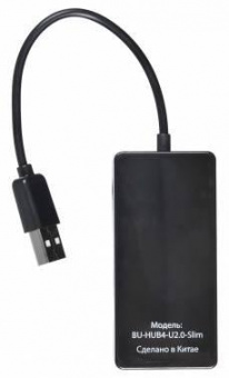 Разветвитель USB 2.0 Buro BU-HUB4-U2.0-Slim 4порт. черный от магазина РЭССИ