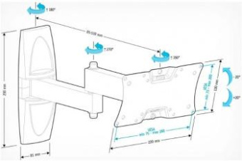 Кронштейн для телевизора Holder LCDS-5064 белый 10"-32" макс.30кг настенный поворотно-выдвижной и наклонный от магазина РЭССИ