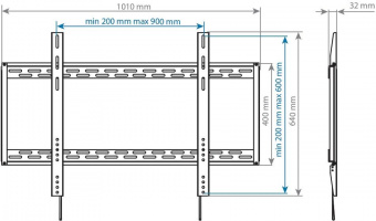 Кронштейн для телевизора Arm Media PT-100 черный 55"-100" макс.80кг настенный фиксированный от магазина РЭССИ