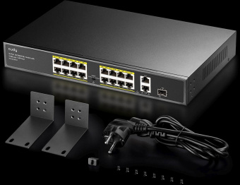 Коммутатор Cudy FS1018PS1 (L2) 16x100Мбит/с 2x1Гбит/с 1SFP 16PoE+ 200W неуправляемый от магазина РЭССИ