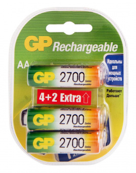 Аккумулятор GP Rechargeable 2700AAHC4/2 AA NiMH 2700mAh (6шт) блистер от магазина РЭССИ