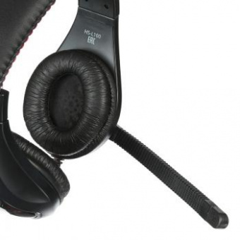 Наушники с микрофоном Оклик HS-L100 черный/красный 2м накладные оголовье (359485) от магазина РЭССИ