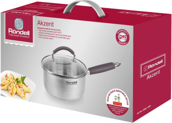 Ковш Rondell Akzent RDS-1386 1.3л. d=16см (с крышкой) стальной от магазина РЭССИ
