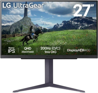 Монитор LG 27" UltraGear 27GS85Q-B черный IPS LED 16:9 HDMI матовая HAS 400cd 178гр/178гр 2560x1440 200Hz FreeSync DP 2K USB 6.2кг от магазина РЭССИ