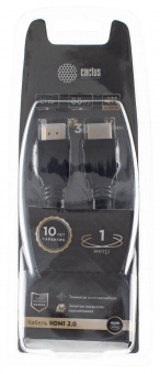 Кабель аудио-видео Cactus CS-HDMI.2-1 HDMI (m)/HDMI (m) 1м. Позолоченные контакты черный от магазина РЭССИ