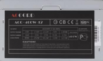 Блок питания Accord ATX 400W ACC-400W-12 (20+4pin) 120mm fan 4xSATA от магазина РЭССИ