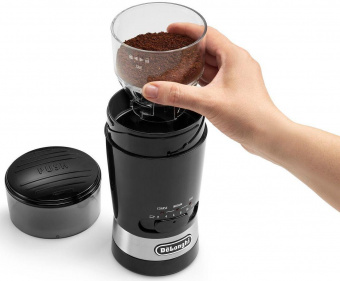 Кофемолка Delonghi KG210 170Вт сист.помол.:ротац.нож вместим.:90гр черный от магазина РЭССИ