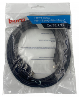 Патч-корд Buro UTP 4 пары cat5E CCA molded 3м черный RJ-45 (m)-RJ-45 (m) от магазина РЭССИ