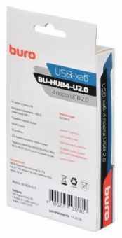 Разветвитель USB 2.0 Buro BU-HUB4-U2.0 4порт. черный от магазина РЭССИ