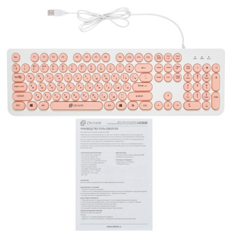 Клавиатура Оклик 400MR белый/розовый USB slim Multimedia от магазина РЭССИ