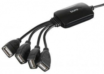 Разветвитель USB 2.0 Buro BU-HUB4-0.3-U2.0-Splitter 4порт. черный от магазина РЭССИ