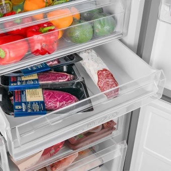 Холодильник Weissgauff WRK 185 Total NoFrost Inverter Inox 2-хкамерн. нержавеющая сталь инвертер от магазина РЭССИ