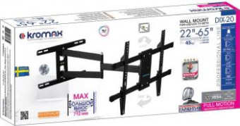 Кронштейн для телевизора Kromax DIX-20 черный 22"-65" макс.45кг настенный поворотно-выдвижной и наклонный от магазина РЭССИ