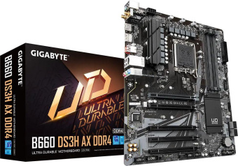 Материнская плата Gigabyte B660 DS3H AX DDR4 Soc-1700 Intel B660 4xDDR4 ATX AC`97 8ch(7.1) GbLAN RAID+HDMI+DP от магазина РЭССИ