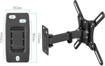 Кронштейн для телевизора Kromax CORBEL-4 черный 15"-42" макс.25кг настенный поворот и наклон от магазина РЭССИ