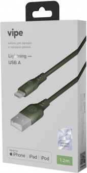 Кабель Vipe VPCBLMFIPVCGRN USB (m)-Lightning (m) 1.2м зеленый от магазина РЭССИ
