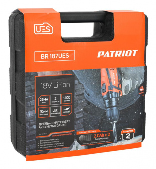 Дрель-шуруповерт Patriot BR 187UES аккум. патрон:быстрозажимной (кейс в комплекте) (180301547) от магазина РЭССИ