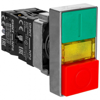 NP2-BW8465 230V LED, Кнопка сдвоенная с подсветкой ON-OFF/OFF-ON от магазина РЭССИ