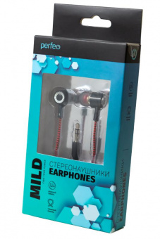 Наушники PERFEO MILD PF_A4481 тканевый провод, черно-красные BL1 от магазина РЭССИ