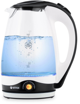 Чайник электрический Vitek VT-7027 1.8л. 2200Вт черный корпус: стекло от магазина РЭССИ