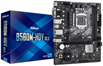 Материнская плата Asrock B560M-HDV/M.2 Soc-1200 Intel B560 2xDDR4 mATX AC`97 8ch(7.1) GbLAN+VGA+DVI+HDMI от магазина РЭССИ