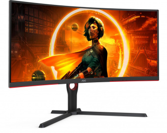 Монитор AOC 34" Gaming CU34G3S/BK черный/красный VA LED 1ms 21:9 HDMI M/M матовая HAS Piv 300cd 178гр/178гр 3440x1440 DP 2K USB 8.25кг от магазина РЭССИ