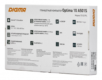 Планшет Digma Optima 10 A501S SC9832E (1.4) 4C RAM1Gb ROM16Gb 10.1" IPS 1280x800 3G 4G Android 10.0 Go черный 2Mpix 0.3Mpix BT GPS WiFi Touch microSD 128Gb minUSB 5000mAh от магазина РЭССИ