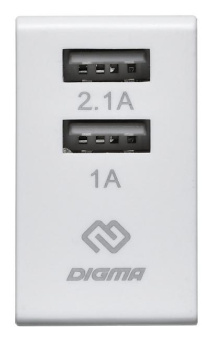 Сетевое зар./устр. Digma DGWC-2U-3A-WG 15W 2.1A+1A 2xUSB универсальное белый от магазина РЭССИ