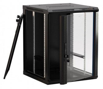 Шкаф коммутационный Hyperline (TWB-1566-GP-RAL9004) настенный 15U 600x600мм пер.дв.стекл 2 бок.пан. 60кг черный IP20 сталь от магазина РЭССИ